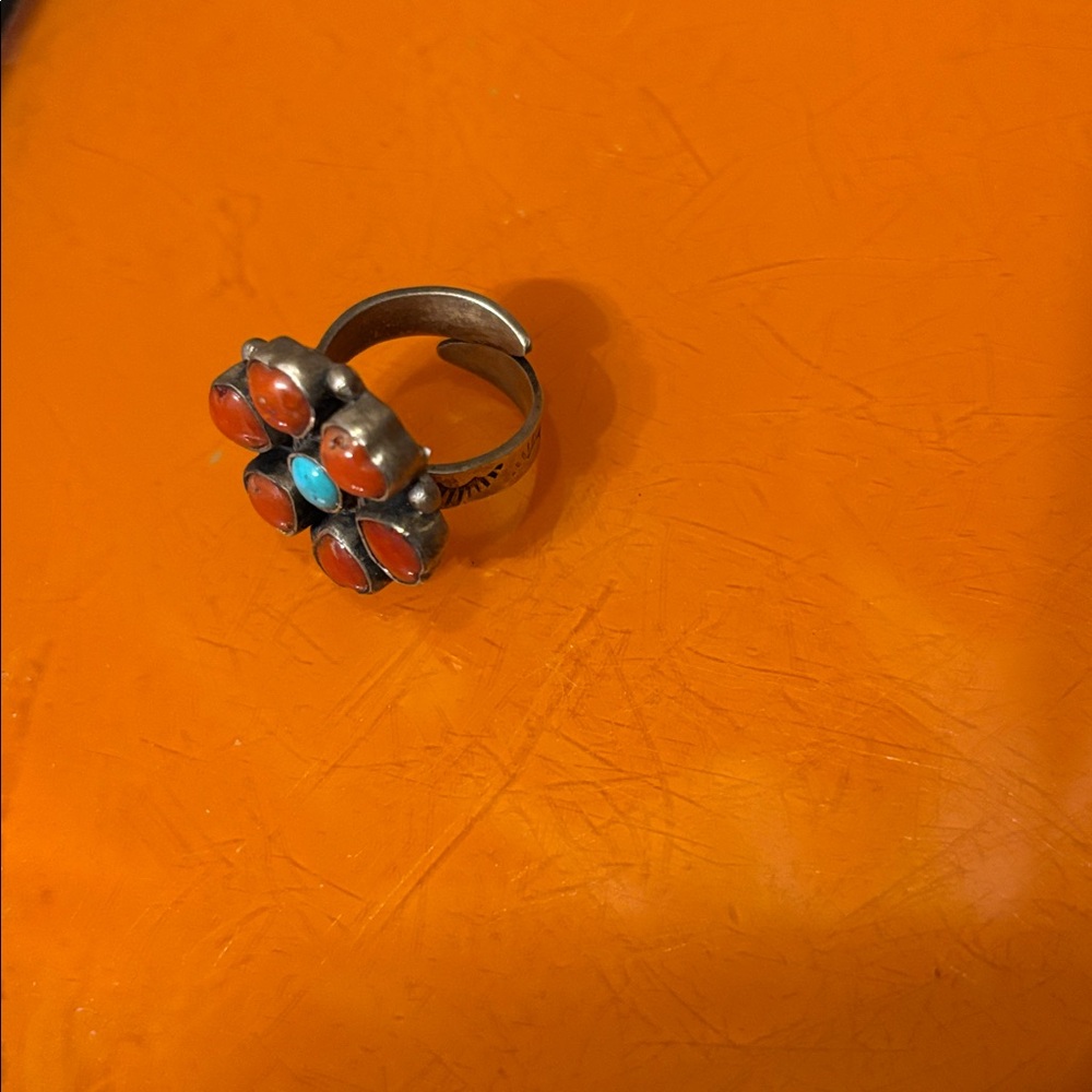 Source Unknown Red And Blue Silver Ring - image 2